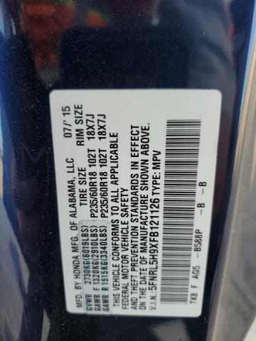 2015 HONDA ODYSSEY TO - 5FNRL5H9XFB121126