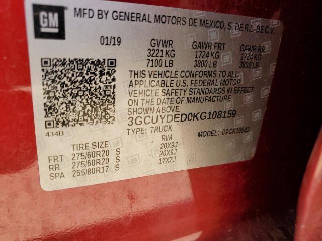 2019 CHEVROLET SILVERADO - 3GCUYDED0KG108159