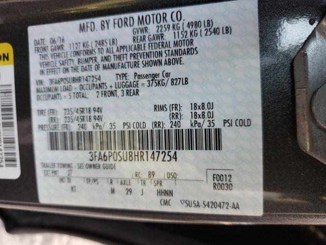 VIN 3FA6P0SU8HR147254 2017 Ford Fusion, Titanium Phev no.13