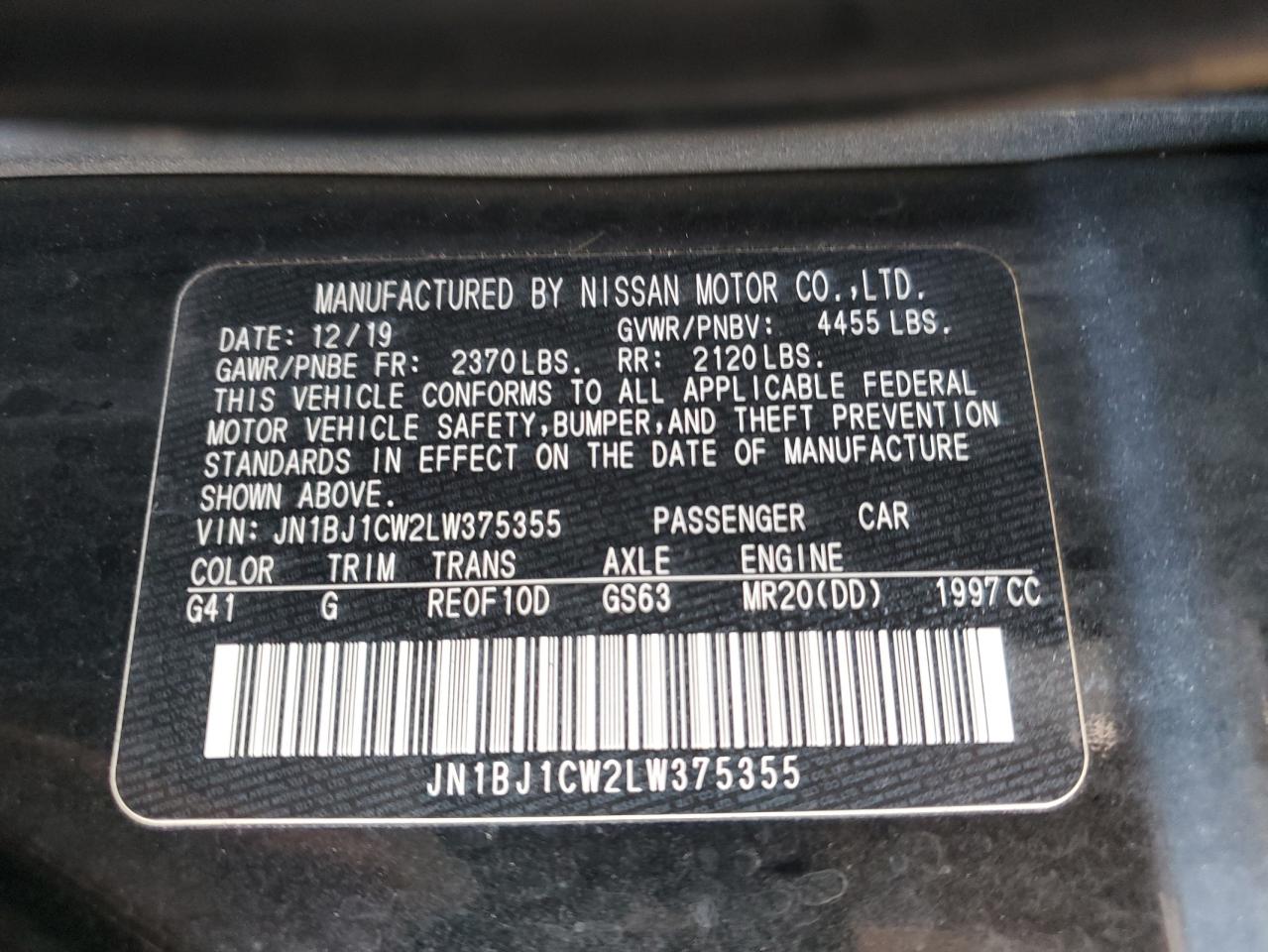 Lot #2988930540 2020 NISSAN ROGUE SPOR