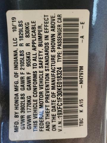 19XFC1F30KE018324 2019 HONDA CIVIC