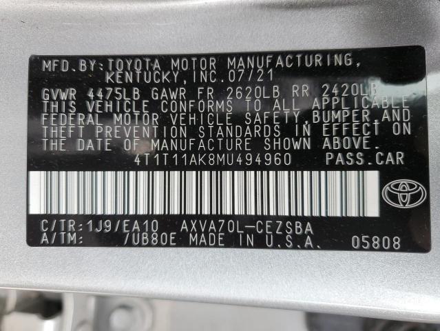 VIN 4T1T11AK8MU494960 2021 Toyota Camry, SE no.13