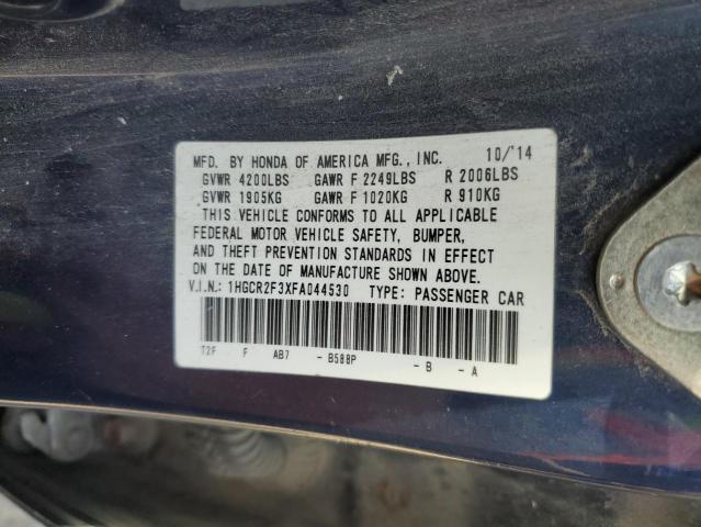 VIN 1HGCR2F3XFA044530 2015 Honda Accord, LX no.12