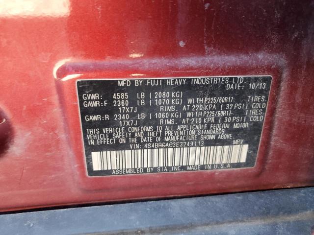 VIN 4S4BRCAC3E3249113 2014 Subaru Outback, 2.5I no.12