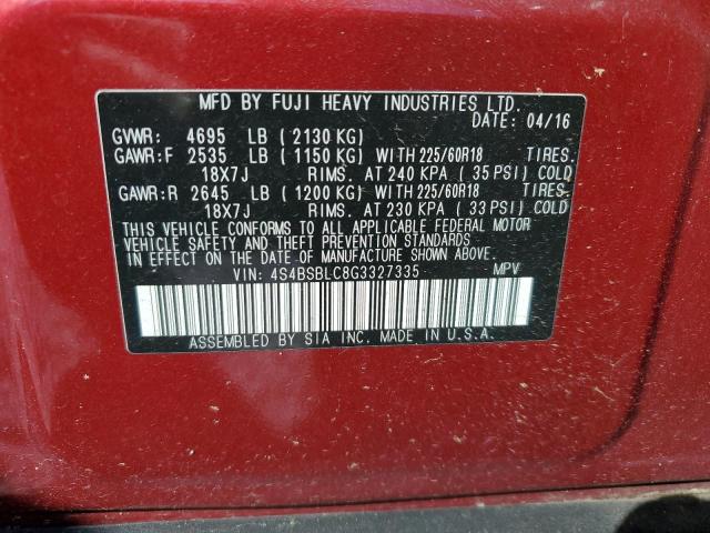 2016 SUBARU OUTBACK 2. - 4S4BSBLC8G3327335