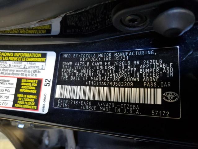 VIN 4T1G11AK7MU583209 2021 Toyota Camry, SE no.12