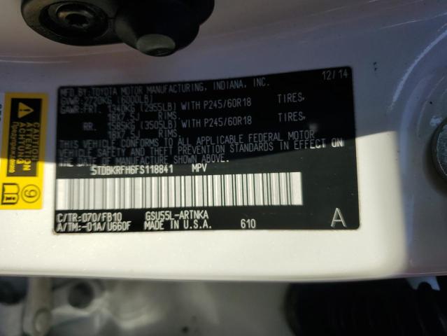 VIN 5TDBKRFH6FS118841 2015 Toyota Highlander, LE no.14