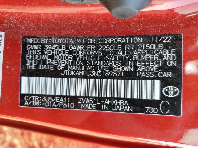 2022 TOYOTA PRIUS NIGH - JTDKAMFU3N3189871