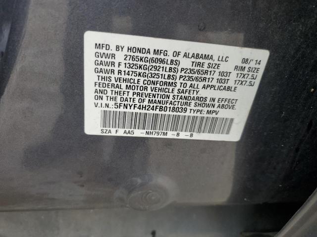 2015 HONDA PILOT LX 5FNYF4H24FB018039