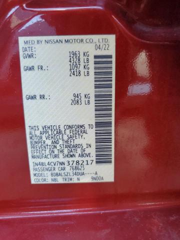 2022 NISSAN ALTIMA SR - 1N4BL4CV7NN378217