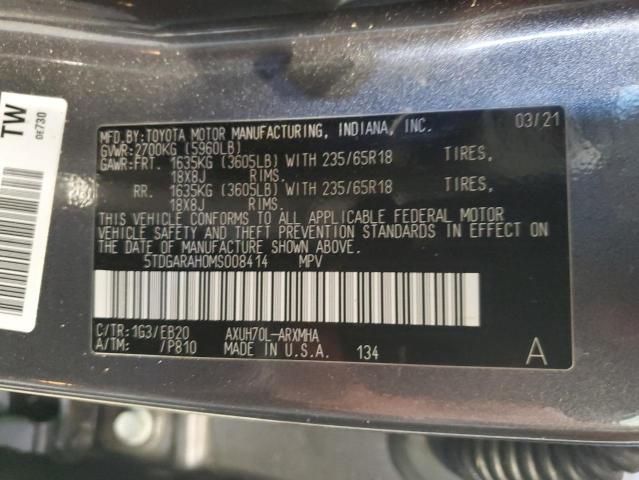 VIN 5TDGARAH0MS008414 2021 TOYOTA HIGHLANDER no.13