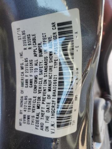 VIN 1HGCR2F18HA006621 2017 HONDA ACCORD no.12