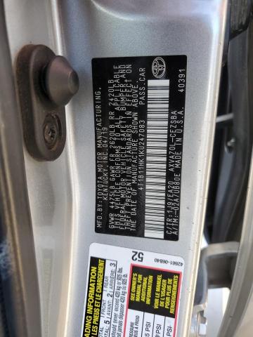 2019 TOYOTA CAMRY L - 4T1B11HK1KU247083