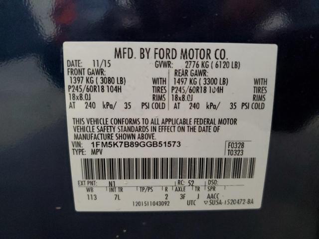 VIN 1FM5K7B89GGB51573 2016 Ford Explorer no.14