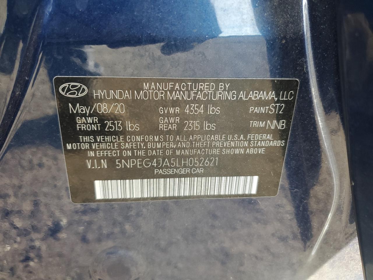 Lot #2976529576 2020 HYUNDAI SONATA SE