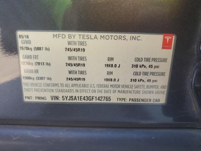 2016 TESLA MODEL S - 5YJSA1E43GF142765