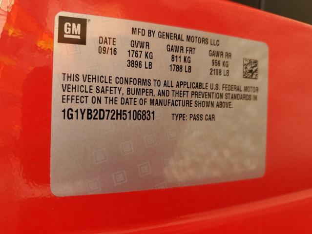 2017 CHEVROLET CORVETTE S - 1G1YB2D72H5106831