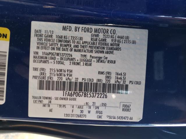 VIN 1FA6P0G78E5372226 2014 Ford Fusion, S no.12