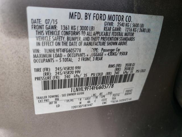 2015 LINCOLN MKS 1LNHL9FT4FG605778