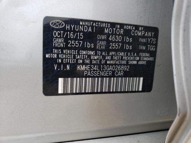 2016 HYUNDAI SONATA HYB - KMHE34L13GA026892
