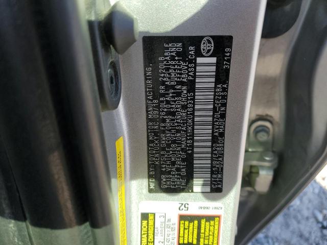 2019 TOYOTA CAMRY L - 4T1B11HK0KU169315
