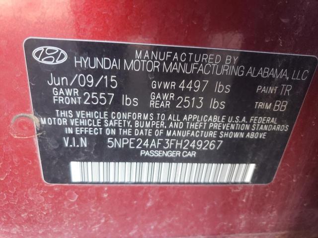 VIN 5NPE24AF3FH249267 2015 Hyundai Sonata, SE no.12