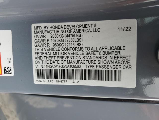 VIN 1HGCV1F35NA108560 2022 Honda Accord, Sport no.12