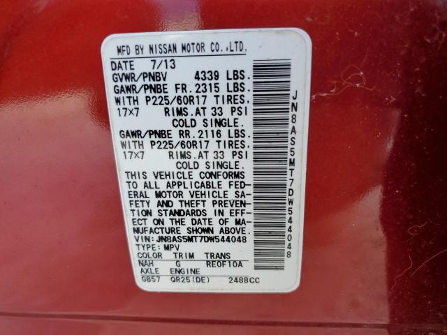 VIN JN8AS5MT7DW544048 2013 Nissan Rogue, S no.14