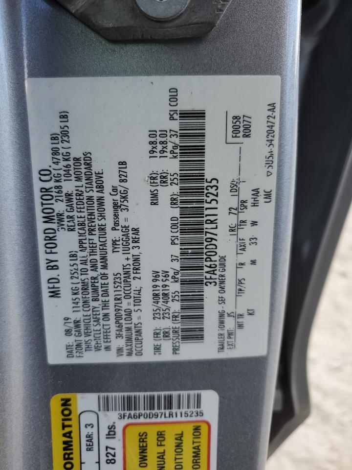 Lot #2990701679 2020 FORD FUSION TIT