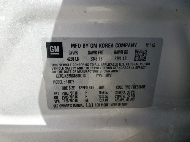 2016 CHEVROLET TRAX LS - KL7CJKSB5GB600013