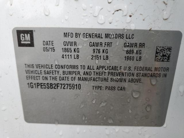 2015 CHEVROLET CRUZE LT - 1G1PE5SB2F7275910