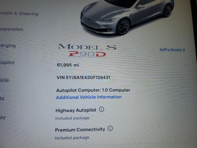 2016 TESLA MODEL S - 5YJSA1E43GF139431