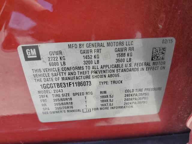 2015 CHEVROLET COLORADO L - 1GCGTBE31F1186073