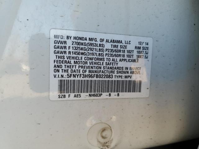 VIN 5FNYF3H96FB022083 2015 Honda Pilot, Touring no.13