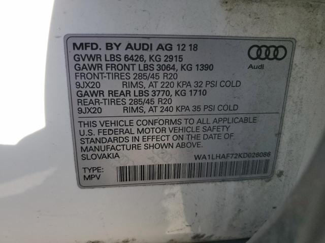 2019 AUDI Q7 PREMIUM - WA1LHAF72KD026086