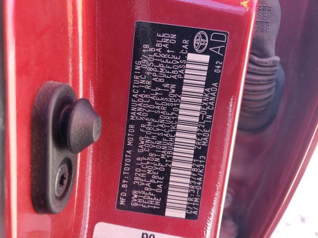2019 TOYOTA COROLLA L - 2T1BURHE1KC170152