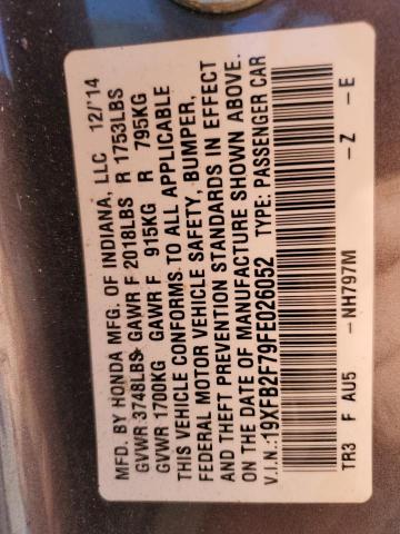 2015 HONDA CIVIC SE - 19XFB2F79FE026052