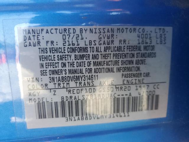 2021 NISSAN SENTRA SR - 3N1AB8DV6MY314611