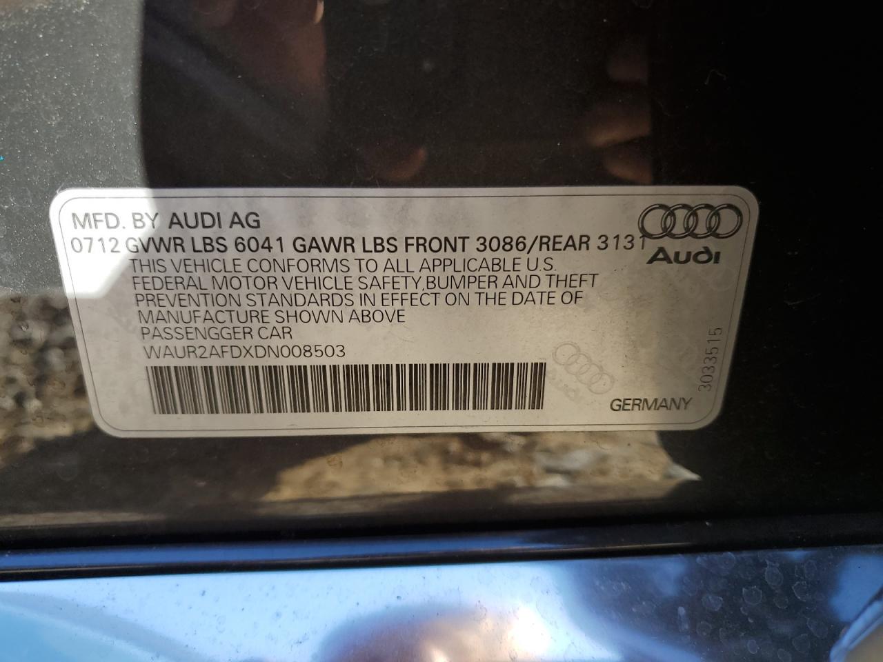 Lot #2991386854 2013 AUDI A8 L QUATT