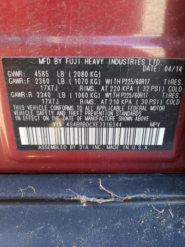 VIN 4S4BRBDCXE3316344 2014 Subaru Outback, 2.5I Pre... no.12