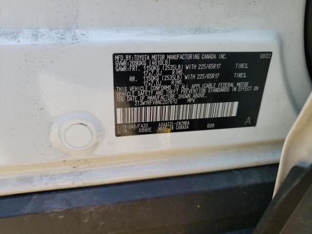 VIN 2T3W1RFV8NC207612 2022 Toyota RAV4, Xle no.12