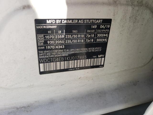 2019 MERCEDES-BENZ GLA 250 - WDCTG4EB1KU017485