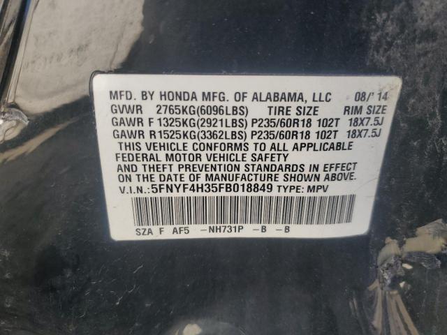 VIN 5FNYF4H35FB018849 2015 Honda Pilot, SE no.14