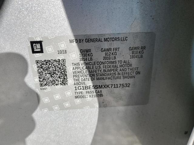 2019 CHEVROLET CRUZE LT - 1G1BE5SMXK7117532