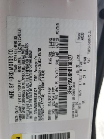 2017 FORD FUSION TIT - 3FA6P0SU8HR138327