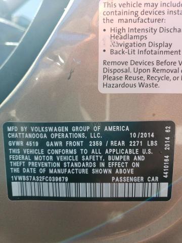 2015 VOLKSWAGEN PASSAT SE - 1VWBS7A32FC039679