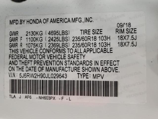 2018 HONDA CR-V TOURI - 5J6RW2H90JL029643