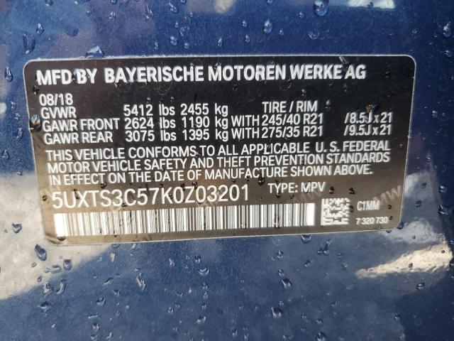 2019 BMW X3 XDRIVEM - 5UXTS3C57K0Z03201