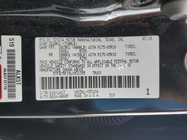 2020 TOYOTA TUNDRA DOU - 5TFBY5F19LX931395