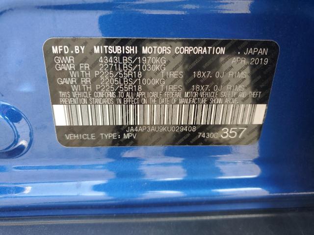 2019 MITSUBISHI OUTLANDER - JA4AP3AU9KU029408